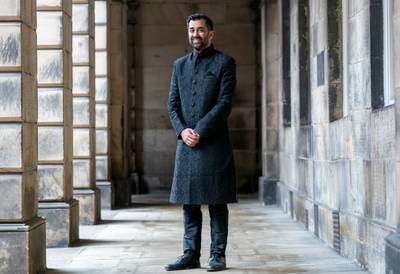 Mr Yousaf outside the Court of Session in Edinburgh, after being sworn in as First Minister of Scotland in March. Getty Images
