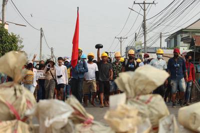 Protesters take part in a demonstration against the military coup in the coastal city of Dawei. AFP