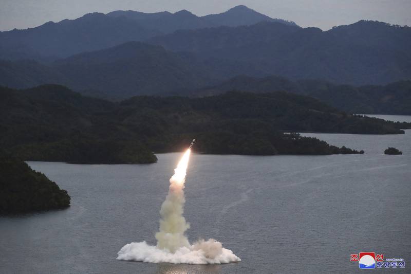 A North Korean government image purports to show a missile test. AP