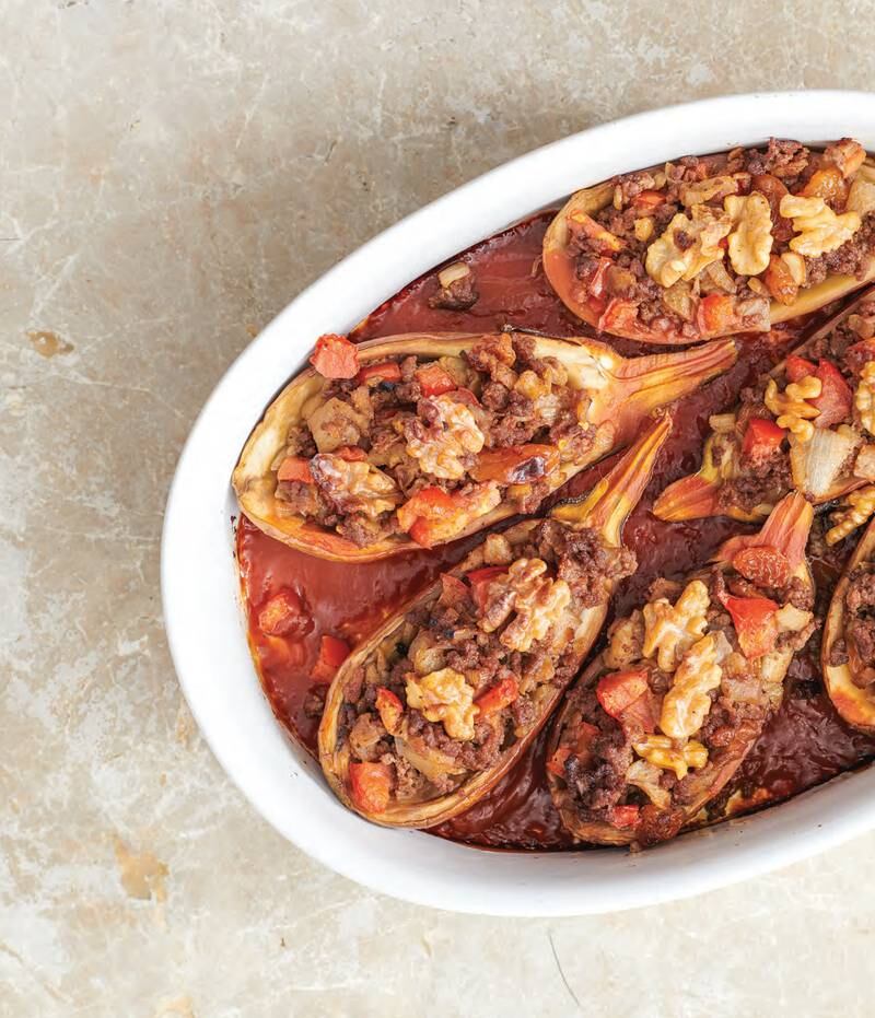 Eggplant is something of a classic Middle Eastern ingredient, and the book shares a recipe for stuffed eggplant boats