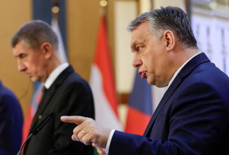 Hungary's Prime Minister Viktor Orban speaks as he attends a news conference during the summit of the Visegrad Group (V4) countries, in Prague, Czech, Republic March 4, 2020. REUTERS/David W Cerny