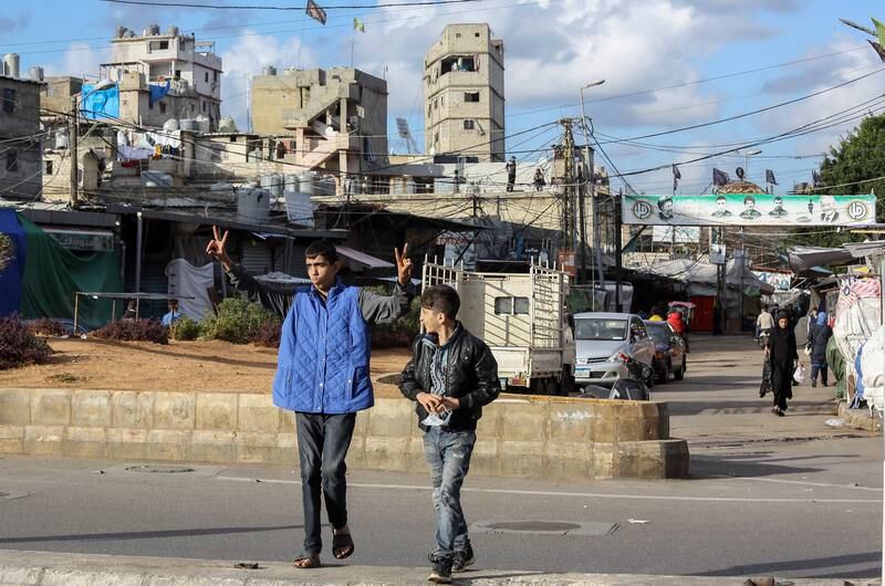 A view of the entrance to the Sabra Palestinian camp in southern Beirut. EPA