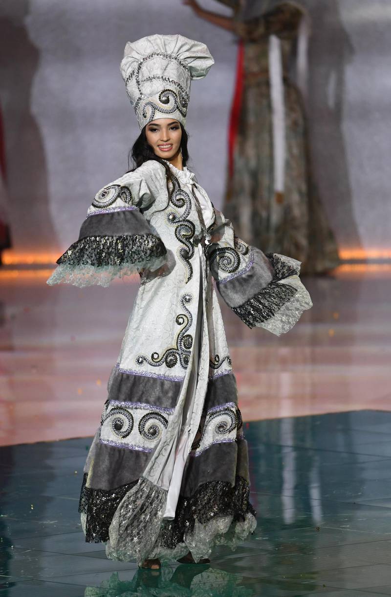 Miss Kazakhstan Madina Batyk performs during the Miss World 2019 final in the ExCel centre in London. EPA