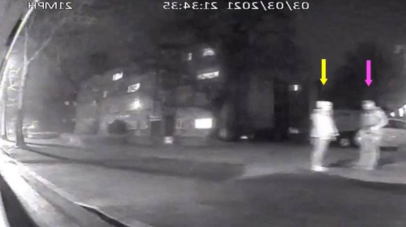 CCTV footage dated March 3 shows Wayne Couzens speaking to Sarah Everard by the side of the road in Poynders Court, south London. PA