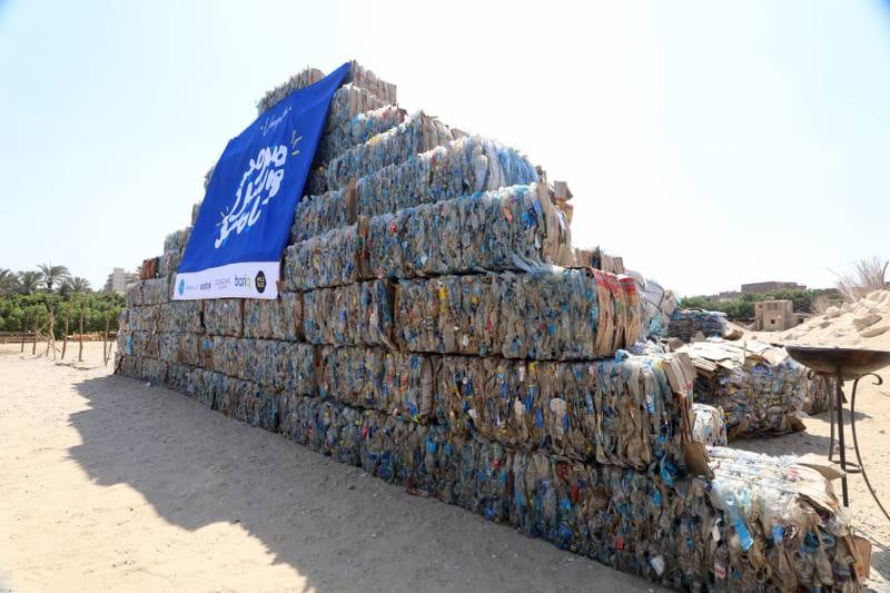 VeryNile is the group behind a project to build the largest plastic pyramid in the world, using bottles collected from the Nile by fishermen. All photos: EPA