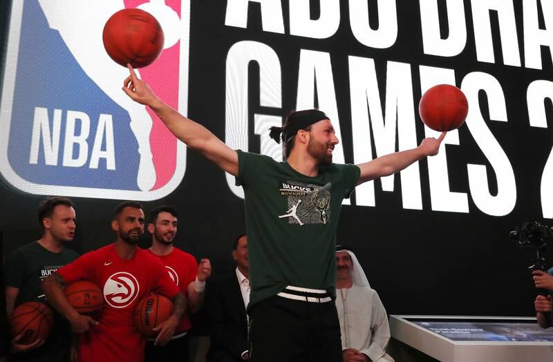 A freestyle performer during the press conference for NBA Abu Dhabi Games 2022.