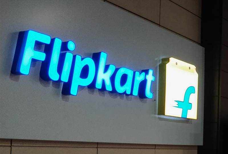 This photo taken on May 8, 2018 shows the logo of e-commerce company Flipkart at its headquarters in Bangalore. - US retail behemoth Walmart is expected to announce May 9 that it is to buy a majority stake in India's largest e-commerce company Flipkart for around $15 billion. Walmart CEO Doug McMillon arrived in Bangalore, the  Flipkart headquarters, to announce the deal which media reports said would see the American firm acquire around 70 percent of the Indian e-tailer. (Photo by - / AFP)