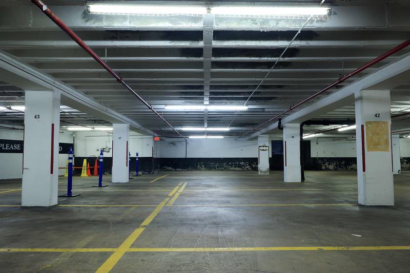 Parking space D32 in the garage underneath the Oakhill Office Building, where 'Washington Post' reporter Bob Woodward would meet his source known as 'Deep Throat' to exchange notes about the Watergate scandal, in Rosslyn, Virginia.  Getty Images / AFP