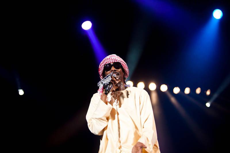 ABU DHABI, UNITED ARAB EMIRATES – May 6, 2011:   American hip-hop artist Snoop Dogg performs at Yas Arena in Abu Dhabi on Friday May 6, 2011. ( Andrew Henderson / The National )