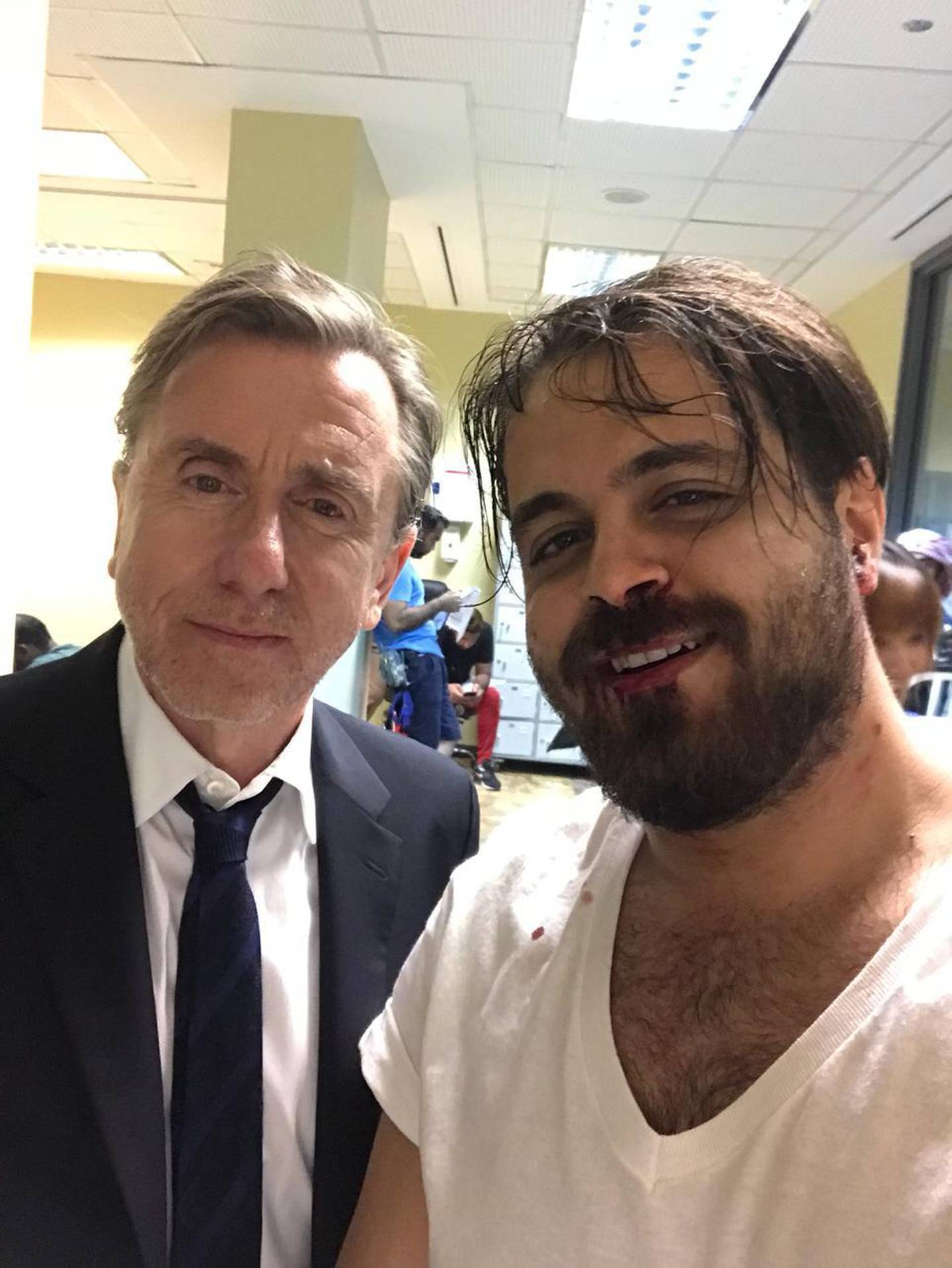 Egyptian actor Feez with 'Pulp Fiction' actor Tim Roth on the set of 'The Misfits'. Courtesy: Milena Schwager