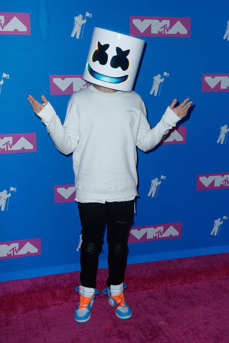 epa06961328 DJ Marshmello arrives on the red carpet for the 2018 MTV Video Music Awards at Radio City Music Hall in New York, New York, USA, 20 August 2018.  EPA/JASON SZENES