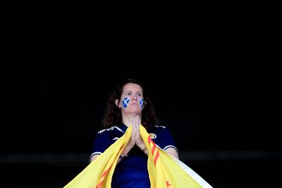 A Scotland fan looks on during the 2019 Fifa Women's World Cup Group D match against England in Nice. Getty Images