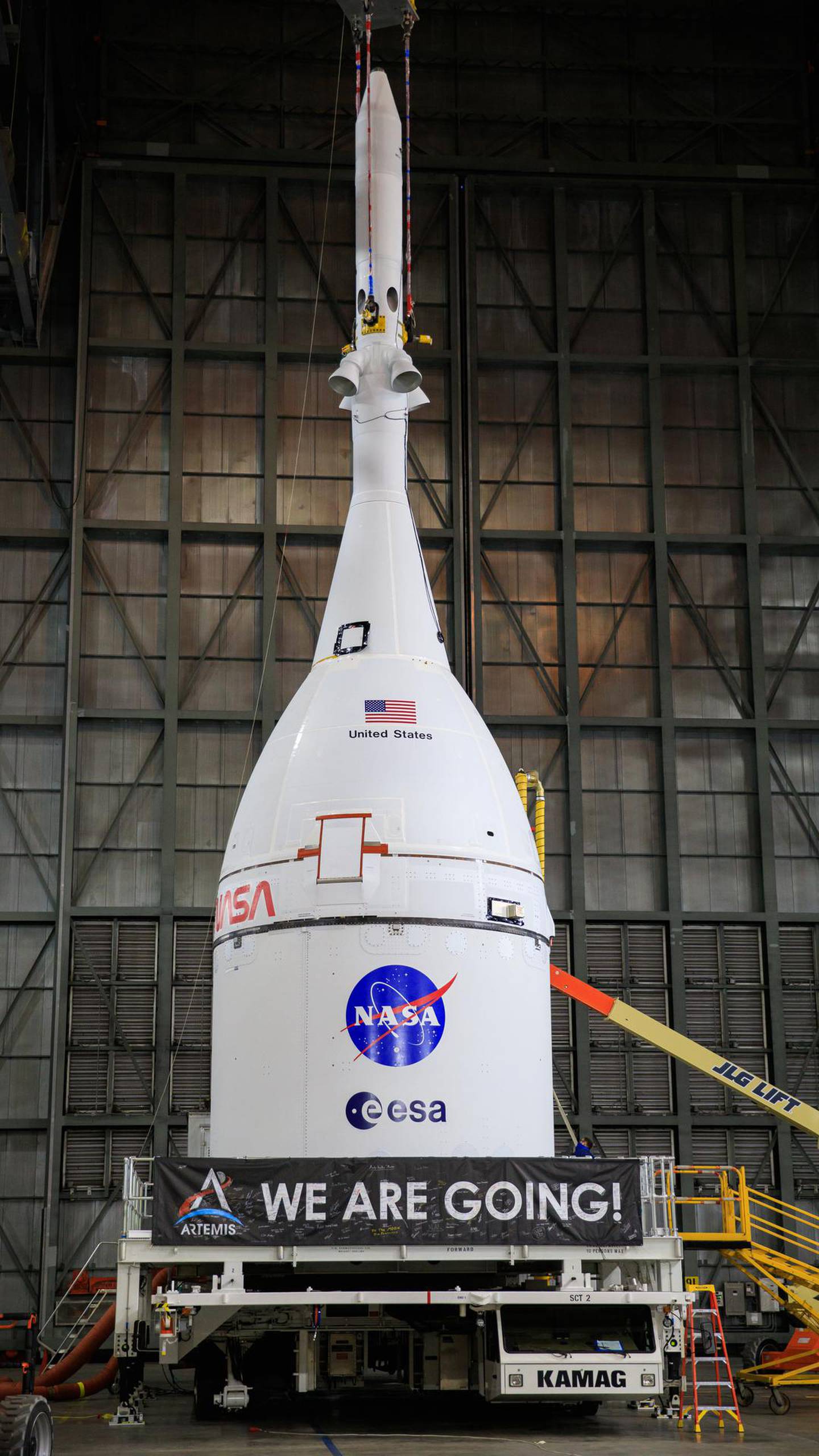 The Orion spacecraft will be placed on top of the rocket and will carry astronauts to the Moon. Photo: Nasa