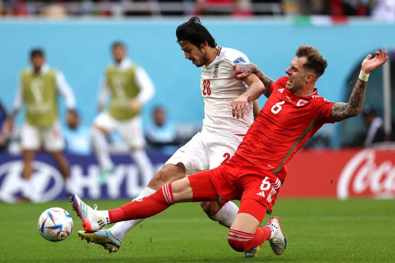 Sardar Azmoun of Iran during the World Cup 2022 match against Wales. Getty