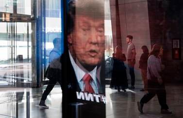 An image of former President Donald Trump reflected in a window in New York, New York, USA, 17 May 2023.  Trump announced his 2024 candidacy to be US president and is considered to be the Republican partyâ€™s front-runner.   EPA / JUSTIN LANE