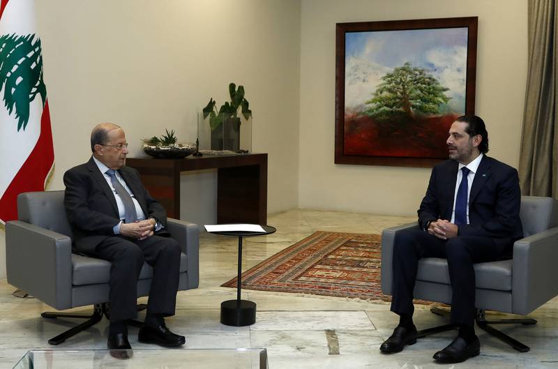 With Lebanese President Michel Aoun at the presidential palace in Beirut, in 2020.