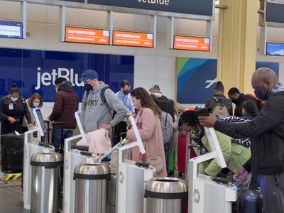Passengers check in at Washington National Airport in Arlington, Virginia. AFP