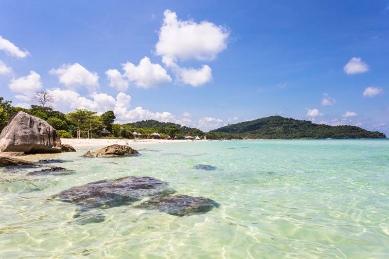 3. Idyllic Bai Sao beach, which means white sand, in the popular Phu Quoc island in the Gulf of Thailand in south Vietnam.