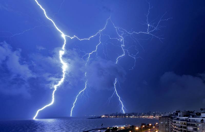 Lightning strikes during a thunderstorm in Montevideo. AFP