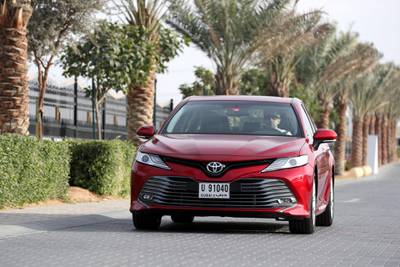 Dubai, United Arab Emirates - January 29th, 2018: Toyota Camry for Road Test. Monday, January 19th, 2018 at The St. Regis Dubai Al Habtoor Polo Resort & Club, Dubai. Chris Whiteoak / The National