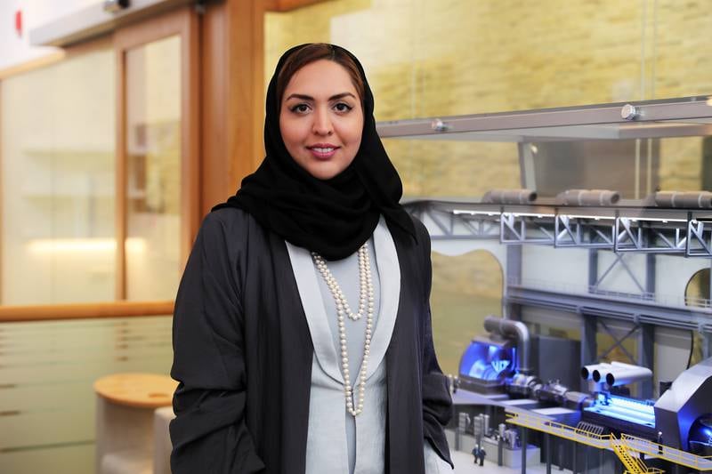 Noura Kheily, engineering outage planning director for GE Power at her office in Dubai Internet City in Dubai, asks young girls to pursue a path they are passionate about. Pawan Singh / The National