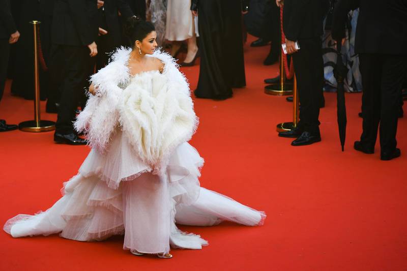 2019: This fluffy white look is by Ashi Studio, a Lebanese designer, didn't disappoint. Photo: AFP