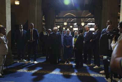 The US first lady visits Al Azhar mosque. AP