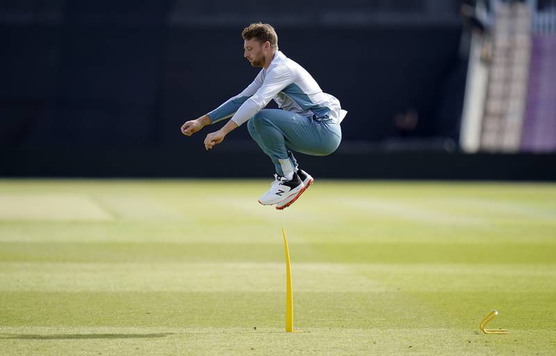 England's Jos Buttler is put through his paces. PA