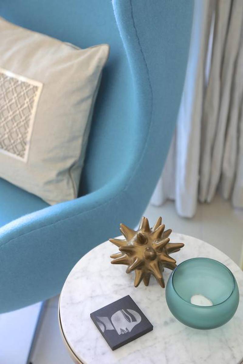 Harf Noon Design Studio's founder Nisrine El Lababidi settled on a muted palette of blues, greens and pastels, interspersed with pops of terracotta. Courtesy Harf Noon Studio