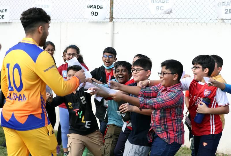 Sharjah Warriors cricketer Alishan Sharafu during the meet and greet session.