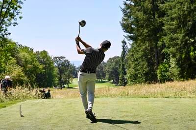 Abraham Ancer of Mexico plays his shot on the fifth tee. EPA