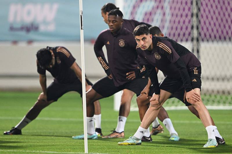 Kai Havertz and his Germany teammates take part in a training session at the Al Shamal Stadium. AFP