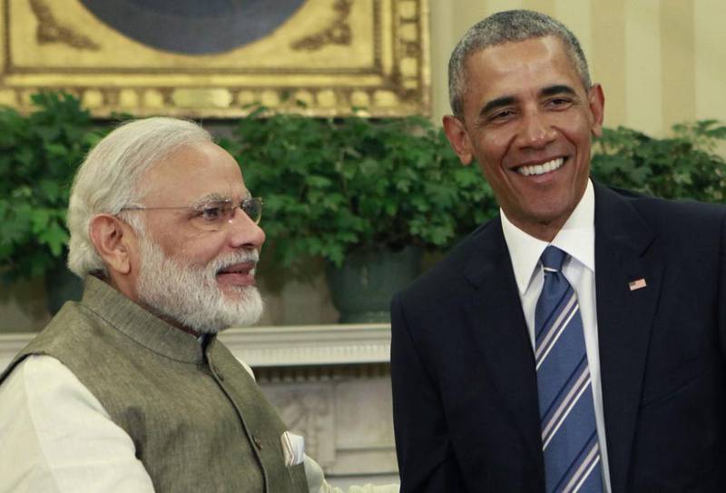 US president Barack Obama with India's prime minister Narendra Modi in Washington. Dennis Brack / EPA