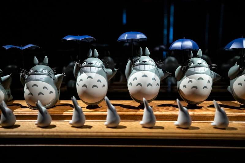 Japanese animation director Hayao Miyazaki's Totoro figurines are displayed. EPA