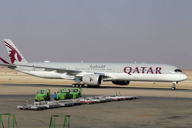 A Qatar Airways plane lands at King Khalid International Airport in Riyadh, Saudi Arabia. Reuters