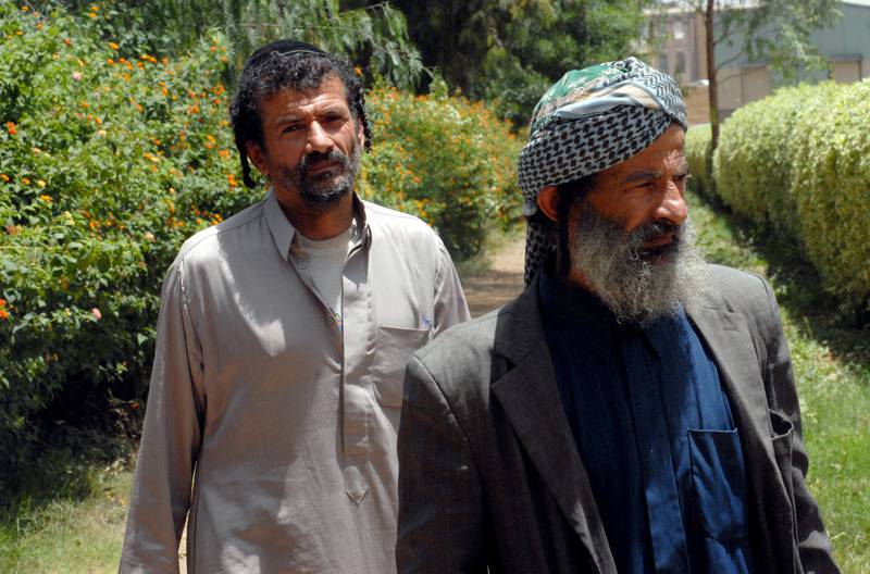 Salem Mussa Marhabi, left, with his elder brother Suleiman in Sanaa.