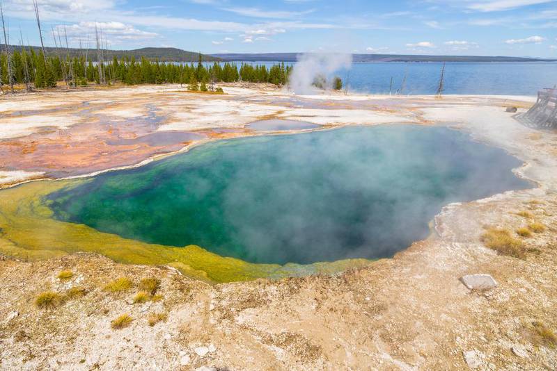 A geothermal pool in Yellowstone. The park has about half of the world’s hydrothermal features. Alamy