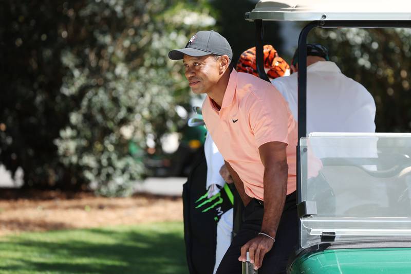 Tiger Woods arrives to the practice area at Augusta National Golf Club prior to the Masters. AFP