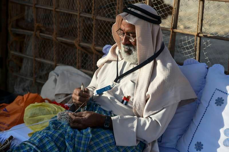 An Emirati rope maker demonstrates his skills 