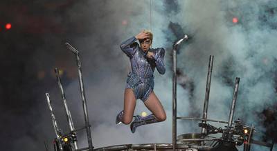 She also performed her hit Her hit "Born This Way". AFP