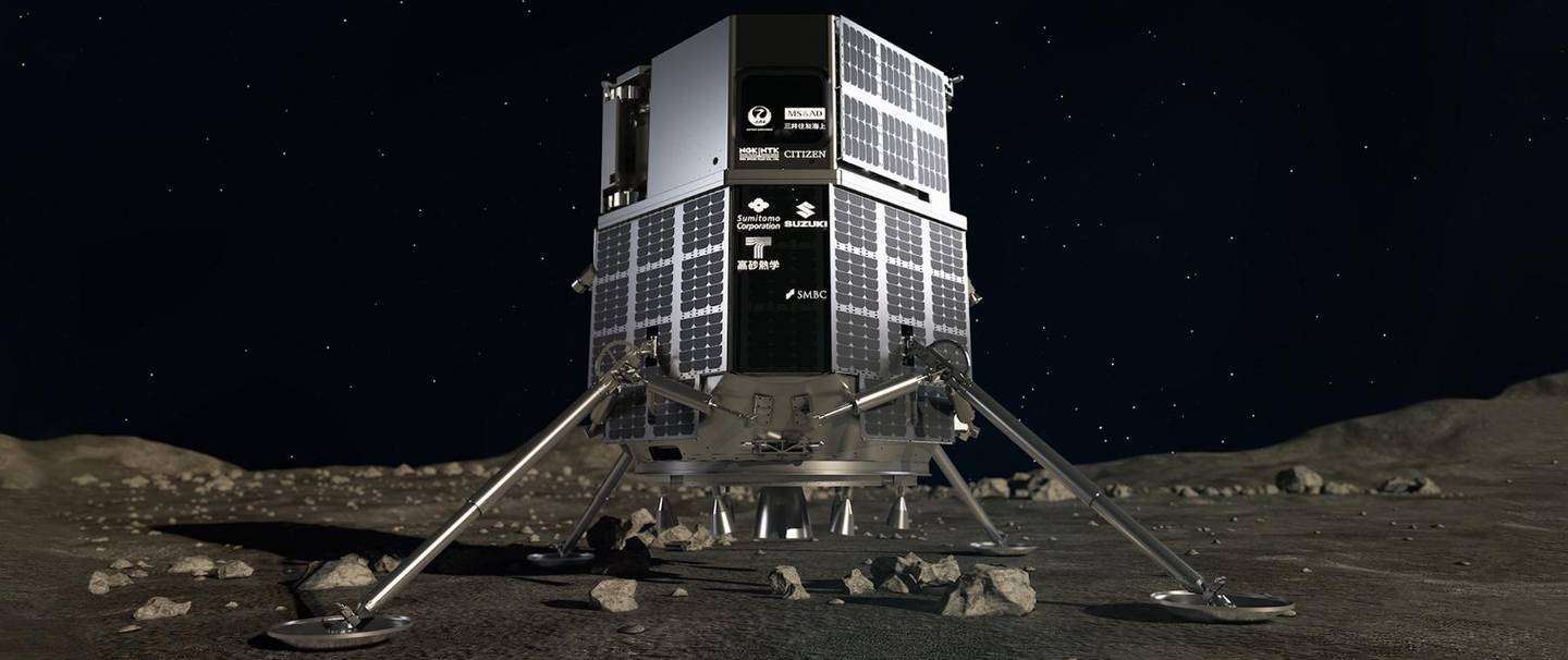 An artist's impression of iSpace's Hakuto-Reboot lunar lander, which would deliver the Rashid rover to the surface. Courtesy: iSpace 