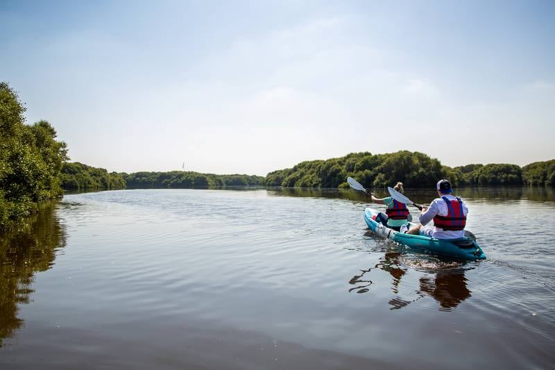 Try kayaking in the Al Zorah Nature Reserve, Ajman. Photo: The Luxury Collection