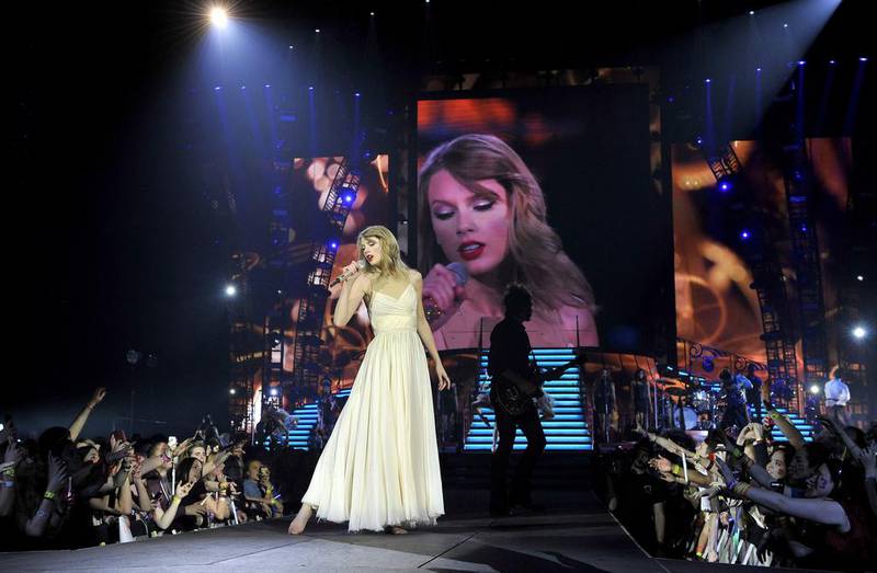 Taylor Swift performing in London in February. Photo by Gareth Cattermole/Getty Images for TAS