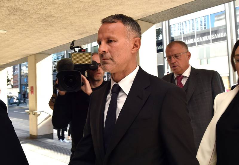 Ryan Giggs, a former Manchester United player and Wales manager, arrives for the third day of his trial at Manchester Crown Court. PA