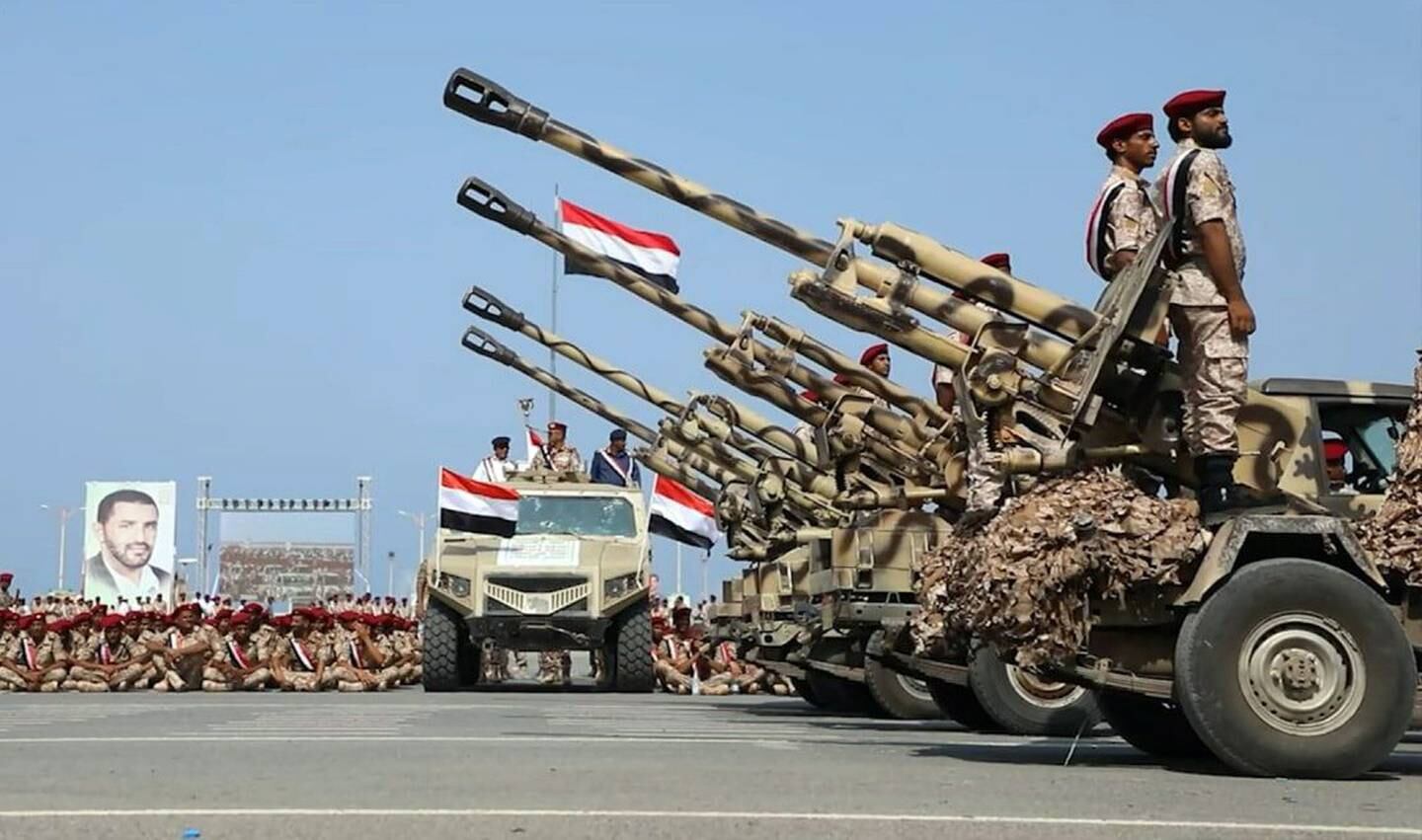 Pro-Houthis forces parade in Yemen's western city of Hodeidah on September 1, 2022. Houthi military handout / EPA