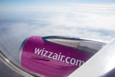 R46MMB Luton/England - October 11, 2018: View from Wizz Air plane during flight on sunny day.