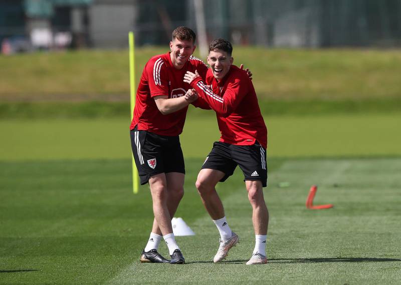 Wales' Chris Mepham and Harry Wilson. PA