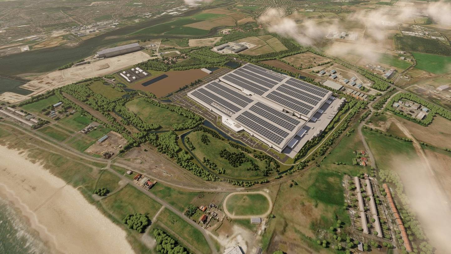 A rendering of Britishvolt's planned electric vehicle plant in Blyth in northern England. Photo: Britishvolt via Reuters
