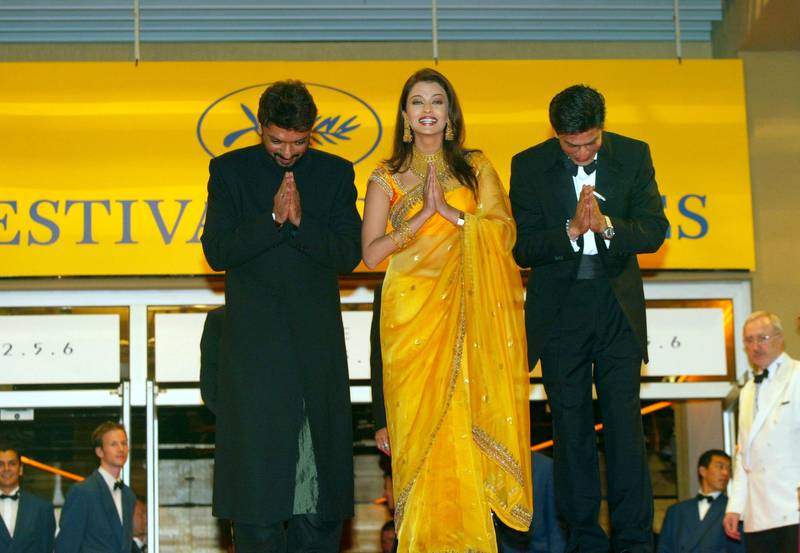 2002: From left, director Sanjay Leela Bhansali, actress Aishwarya Rai and Shahrukh Khan at the premiere of their film 'Devdas' during the 55th Cannes Film Festival. All photos: Getty Images unless specified