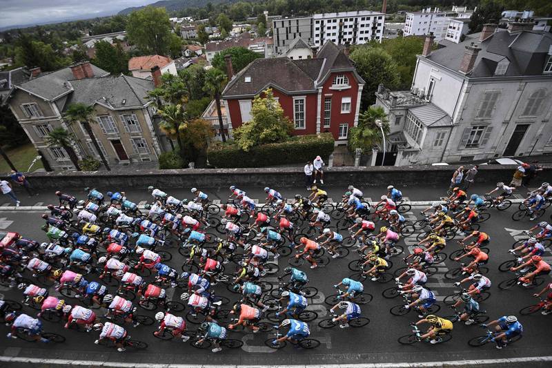 Riders at the start of Stage 9 of the Tour de France on Sunday, September 6. AFP